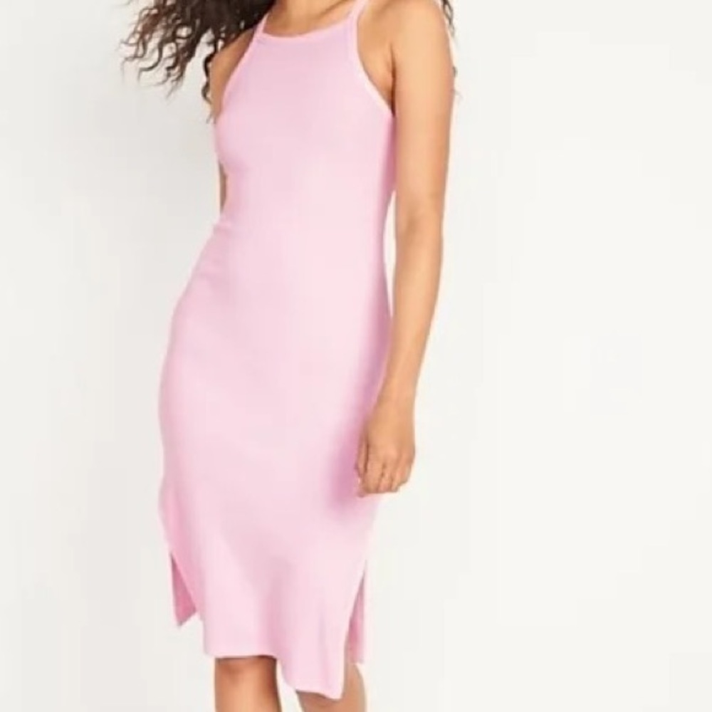 old navy light pink rib-knit dress